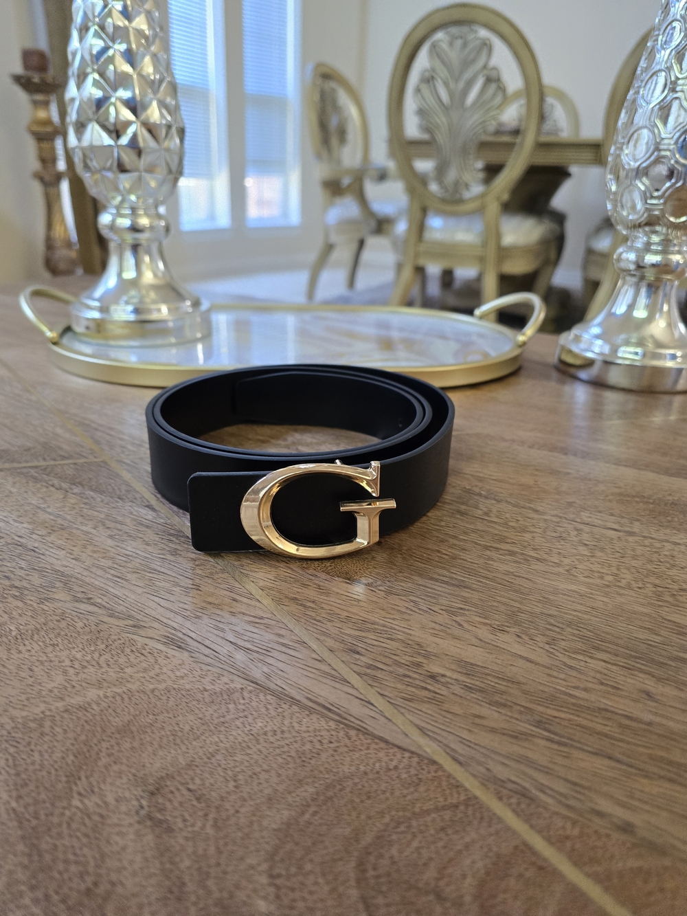 Women's Black Belt with Gold 'G' Buckle